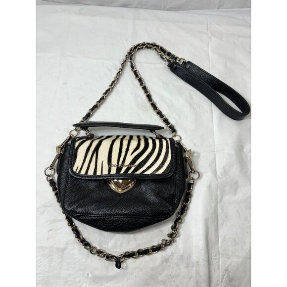 Tocco Tenero Handbags - Tocco toscano Tenero  Black Leather Zebra Print Crossbody Purse